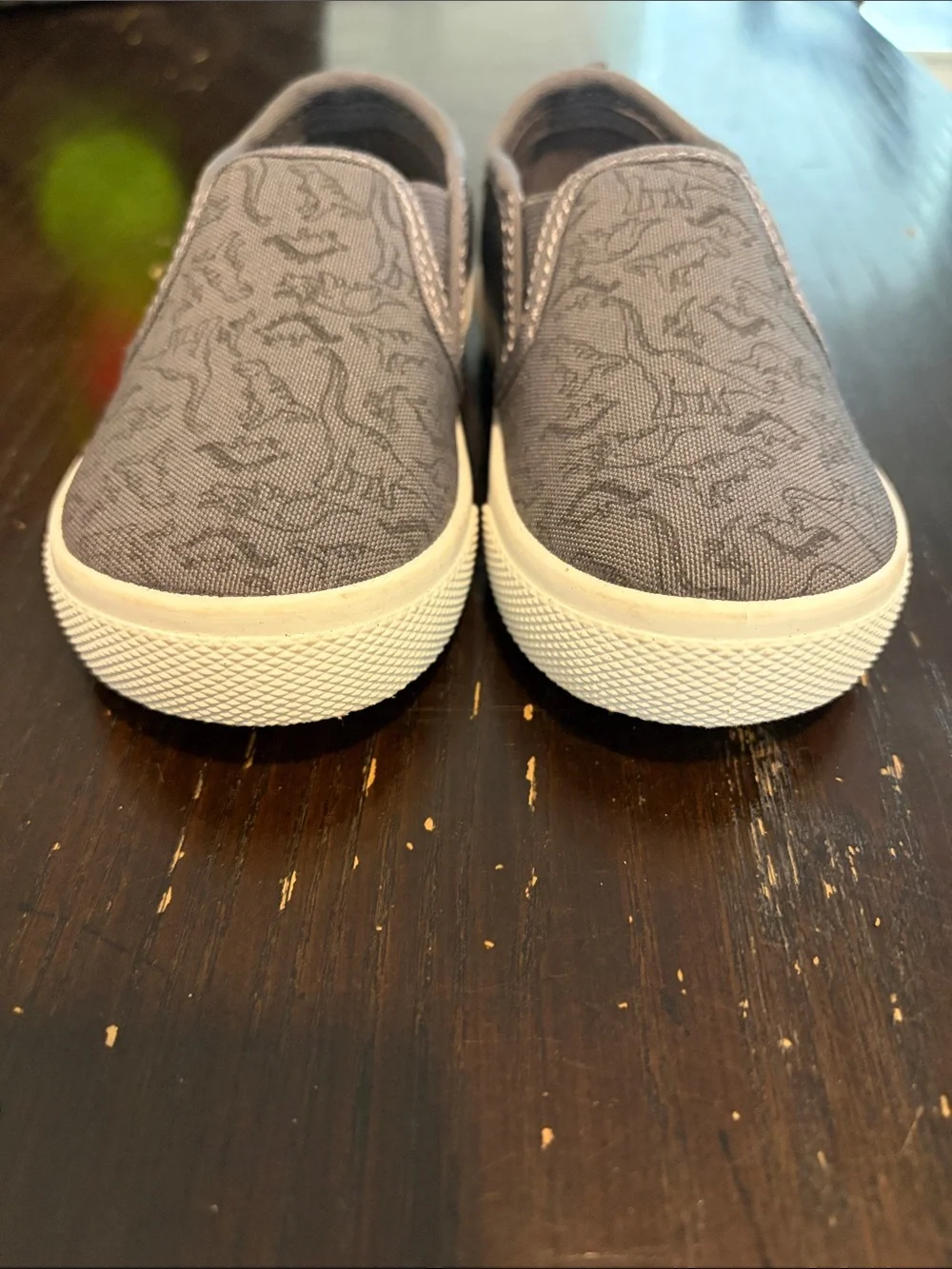 Carter's Dark Gray Slip-On Sneakers with Dino Outline Print